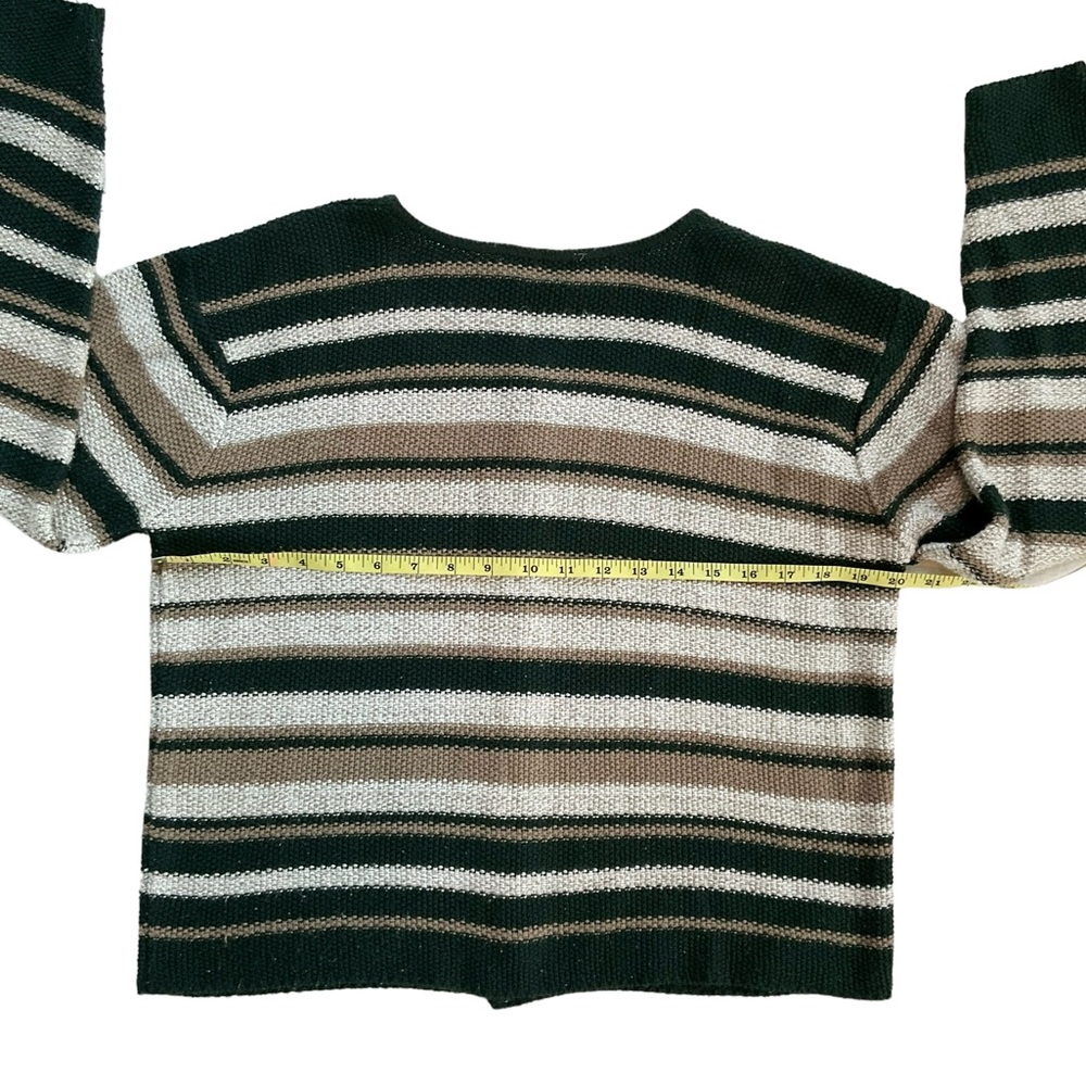 Vintage Reba Rose Boxy Striped Cardigan Sweater Earthy Coastal Cottageco… - Picture 16 of 16
